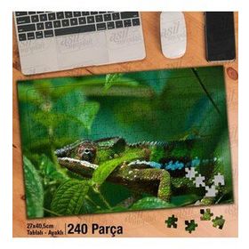 Asil Hobi Bukalemun-Amazon-Orman-Hayvan Yapboz-Ayak Destekli Çerçeveli 240 Parça Puzzle