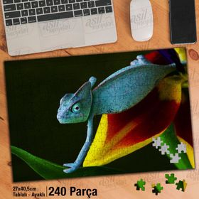 Asil Hobi Bukalemun-Amazon-Renk-Sürüngen Yapboz-Ayak Destekli Çerçeveli 240 Parça Puzzle
