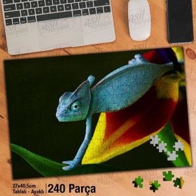 Asil Hobi Bukalemun-Amazon-Renk-Sürüngen Yapboz-Ayak Destekli Çerçeveli 240 Parça Puzzle