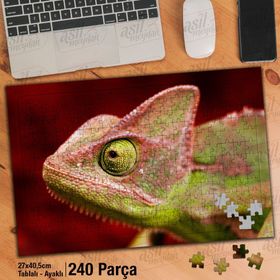 Asil Hobi Bukalemun-Sürüngen-Hayvan-Doğa Yapboz-Ayak Destekli Çerçeveli 240 Parça Puzzle