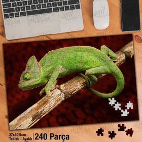 Asil Hobi Bukalemun-Vahşi Yaşam-Doğa-Hayvan Yapboz-Ayak Destekli Çerçeveli 240 Parça Puzzle