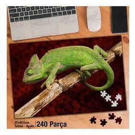 Asil Hobi Bukalemun-Vahşi Yaşam-Doğa-Hayvan Yapboz-Ayak Destekli Çerçeveli 240 Parça Puzzle