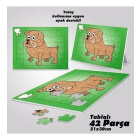 Asil Hobi Buldog-Köpek-Hayvan Yapboz-Ayak Destekli Çerçeveli 42 Parça Puzzle