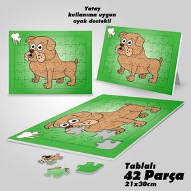 Asil Hobi Buldog-Köpek-Hayvan Yapboz-Ayak Destekli Çerçeveli 42 Parça Puzzle