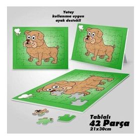 Asil Hobi Buldog-Köpek-Hayvan Yapboz-Ayak Destekli Çerçeveli 42 Parça Puzzle