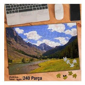 Asil Hobi Bulutlar-Dağlar-Göl-Manzara-Doğa Yapboz-Ayak Destekli Çerçeveli 240 Parça Puzzle