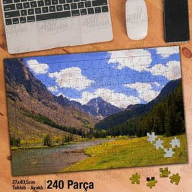 Asil Hobi Bulutlar-Dağlar-Göl-Manzara-Doğa Yapboz-Ayak Destekli Çerçeveli 240 Parça Puzzle