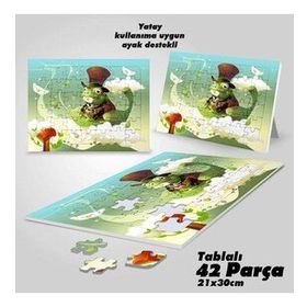 Asil Hobi Bulutlar-Şapkalı Kurbağa-Peri Masalı Yapboz-Ayak Destekli Çerçeveli 42 Parça Puzzle