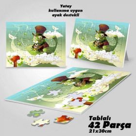 Asil Hobi Bulutlar-Şapkalı Kurbağa-Peri Masalı Yapboz-Ayak Destekli Çerçeveli 42 Parça Puzzle