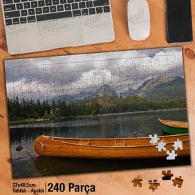 Asil Hobi Bulutlu Gökyüzü-Gök-Ahşap Gondol Yapboz-Ayak Destekli Çerçeveli 240 Parça Puzzle