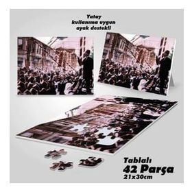 Asil Hobi Bursa Nutku-Mustafa Kemal Atatürk-Yapboz-Ayak Destekli Çerçeveli 42 Parça Puzzle