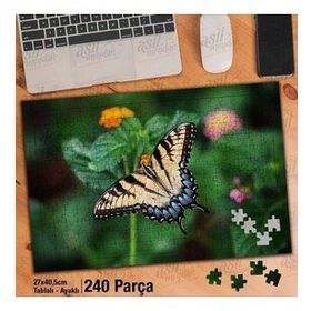 Asil Hobi Butterfly-Kelebek-Yaz-Doğa-Çiçek Yapboz-Ayak Destekli Çerçeveli 240 Parça Puzzle