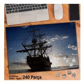 Asil Hobi Büyük Gemi-Yelken-Deniz-Gökyüzü Yapboz-Ayak Destekli Çerçeveli 240 Parça Puzzle