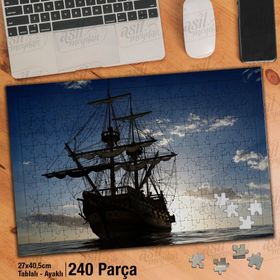 Asil Hobi Büyük Gemi-Yelken-Deniz-Gökyüzü Yapboz-Ayak Destekli Çerçeveli 240 Parça Puzzle