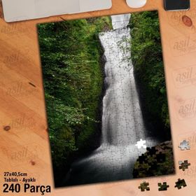 Asil Hobi Büyük Kayalık-Şelale-Dağ-Manzara Yapboz-Ayak Destekli Çerçeveli 240 Parça Puzzle