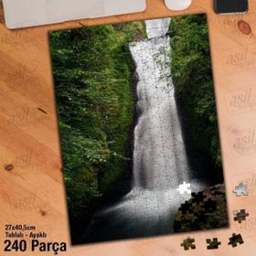 Asil Hobi Büyük Kayalık-Şelale-Dağ-Manzara Yapboz-Ayak Destekli Çerçeveli 240 Parça Puzzle