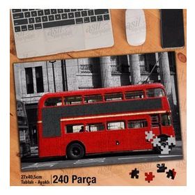 Asil Hobi Cadde-Londra-Kırmızı Otobüs-Şehir Yapboz-Ayak Destekli Çerçeveli 240 Parça Puzzle