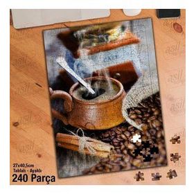 Asil Hobi Cafe-Fincan-Sıcak İçecek-Kahve Yapboz-Ayak Destekli Çerçeveli 240 Parça Puzzle