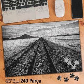 Asil Hobi Çakıl Taşları-Demiryolu-Raylar Yapboz-Ayak Destekli Çerçeveli 240 Parça Puzzle