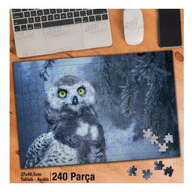 Asil Hobi Çam Ağacı-Sevimli Baykuş-Hayvan Yapboz-Ayak Destekli Çerçeveli 240 Parça Puzzle
