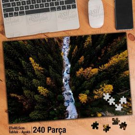 Asil Hobi Çam Ağaçları-Akan Nehir-Su-Doğa Yapboz-Ayak Destekli Çerçeveli 240 Parça Puzzle