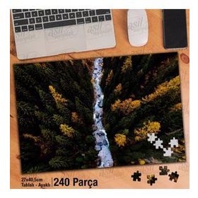 Asil Hobi Çam Ağaçları-Akan Nehir-Su-Doğa Yapboz-Ayak Destekli Çerçeveli 240 Parça Puzzle