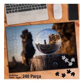 Asil Hobi Cam Küre-Taş Yapı-Tarihi-Objektif Yapboz-Ayak Destekli Çerçeveli 240 Parça Puzzle