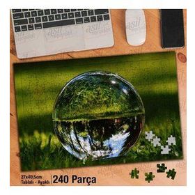 Asil Hobi Cam Küre-Yeşil Bitki-Çimen-Doğa Yapboz-Ayak Destekli Çerçeveli 240 Parça Puzzle