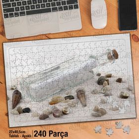 Asil Hobi Cam Şişe-Deniz Kabukları-Kum-Deniz Yapboz-Ayak Destekli Çerçeveli 240 Parça Puzzle