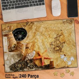 Asil Hobi Cam Şişe-Deniz Kabukları-Kum-Deniz Yapboz-Ayak Destekli Çerçeveli 240 Parça Puzzle