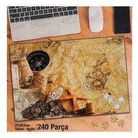 Asil Hobi Cam Şişe-Deniz Kabukları-Kum-Deniz Yapboz-Ayak Destekli Çerçeveli 240 Parça Puzzle