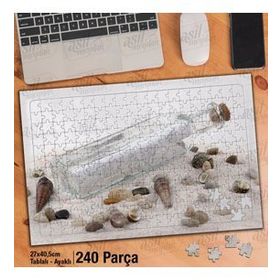 Asil Hobi Cam Şişe-Deniz Kabukları-Kum-Deniz Yapboz-Ayak Destekli Çerçeveli 240 Parça Puzzle