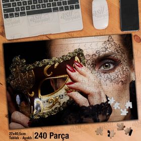 Asil Hobi Cazibeli Kadın-Maskeli Balo-Kostüm Yapboz-Ayak Destekli Çerçeveli 240 Parça Puzzle