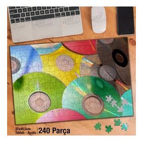 Asil Hobi Cd-Renkler-Müzik-Ses-Kayıt Yapboz-Ayak Destekli Çerçeveli 240 Parça Puzzle