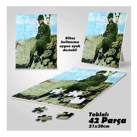 Asil Hobi Cephede Üniformalı Mustafa Kemal Atatürk-Yapboz-Ayak Destekli Çerçeveli 42 Parça Puzzle