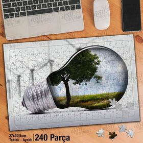 Asil Hobi Çevre Dostu-Enerji-Ampul Yapboz-Ayak Destekli Çerçeveli 240 Parça Puzzle