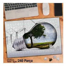 Asil Hobi Çevre Dostu-Enerji-Ampul Yapboz-Ayak Destekli Çerçeveli 240 Parça Puzzle