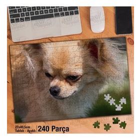 Asil Hobi Chihuahua-Sarı Tüylü Köpek-Hayvan Yapboz-Ayak Destekli Çerçeveli 240 Parça Puzzle