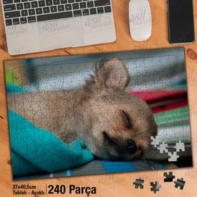 Asil Hobi Chihuahua-Uyuyan Sevimli Köpek-Hayvan Yapboz-Ayak Destekli Çerçeveli 240 Parça Puzzle