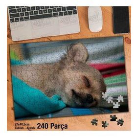 Asil Hobi Chihuahua-Uyuyan Sevimli Köpek-Hayvan Yapboz-Ayak Destekli Çerçeveli 240 Parça Puzzle