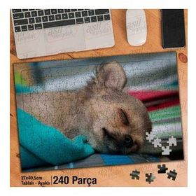 Asil Hobi Chihuahua-Uyuyan Sevimli Köpek-Hayvan Yapboz-Ayak Destekli Çerçeveli 240 Parça Puzzle