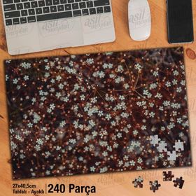 Asil Hobi Çiçek-Küçük Beyaz Çiçekler-Bitki Yapboz-Ayak Destekli Çerçeveli 240 Parça Puzzle