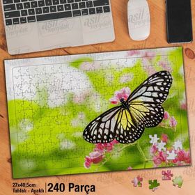 Asil Hobi Çiçekler-Kelebek-Doğa-Canlı-Bitki Yapboz-Ayak Destekli Çerçeveli 240 Parça Puzzle