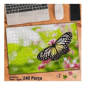 Asil Hobi Çiçekler-Kelebek-Doğa-Canlı-Bitki Yapboz-Ayak Destekli Çerçeveli 240 Parça Puzzle