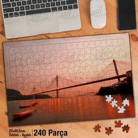 Asil Hobi Çif Köprü-Gün Batımı-Manzara-Mimari Yapboz-Ayak Destekli Çerçeveli 240 Parça Puzzle