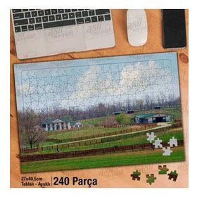 Asil Hobi Çiftlik-Ağaçlar-Evler-Manzara-Doğa Yapboz-Ayak Destekli Çerçeveli 240 Parça Puzzle
