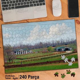 Asil Hobi Çiftlik-Ağaçlar-Evler-Manzara-Doğa Yapboz-Ayak Destekli Çerçeveli 240 Parça Puzzle