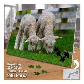 Asil Hobi Çimen-Kuzu-Doğa-Hayvan Yapboz-Ayak Destekli Çerçeveli 240 Parça Puzzle