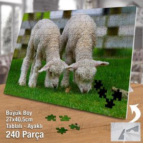 Asil Hobi Çimen-Kuzu-Doğa-Hayvan Yapboz-Ayak Destekli Çerçeveli 240 Parça Puzzle