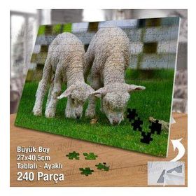 Asil Hobi Çimen-Kuzu-Doğa-Hayvan Yapboz-Ayak Destekli Çerçeveli 240 Parça Puzzle